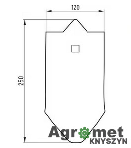 Dziób zęba, 250x120 mm wzmocniony wygięty, 1-otw. pasujący do Unia