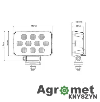 Lampa Robocza Led, Prostokątna