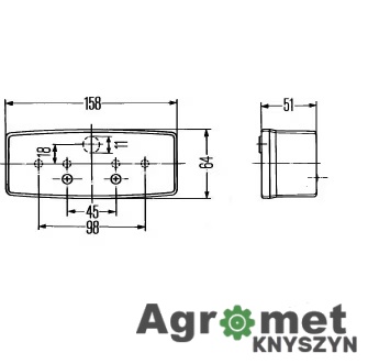 Lampa Tylna Zespolona 158x64mm, Prawa Lampa Tylna Zespolona 158x64mm, Prawa