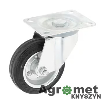 Koło metalowo-gumowe skrętne 100 mm z łożyskiem wałeczkowym