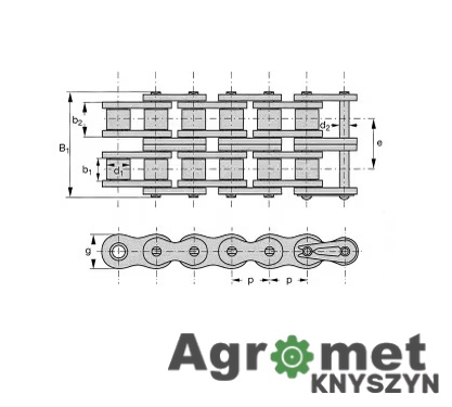 Łańcuch Rolkowy 12B-2 STRONG MAN – Podwójny (Duplex) – Wzmocniony