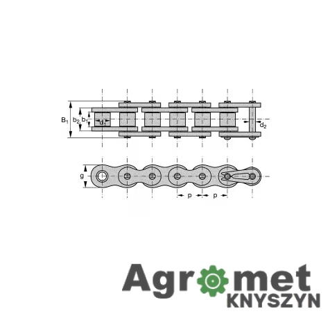 Łańcuch Rolkowy Gopart 08B-1 (1/2" x 5/16") – DIN 8187 – Na Metry
