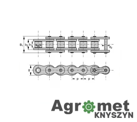Łańcuch Rolkowy Rexnord 16B-1 (1" x 17,02 mm) – DIN 8187 – KE1172
