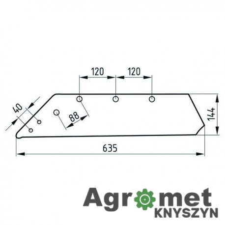 Lemiesz Prawy 18" do Pługów Kverneland (073080) – Typ Eurolemiesz
