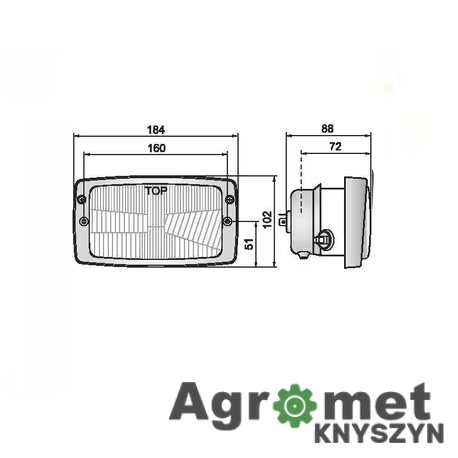 Komplet Lamp Przednich H4 – Zetor, MF, Fendt, Ursus, Claas – 180x100mm