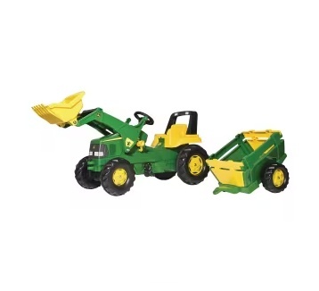 Traktor na pedały John Deere z ładowaczem i przyczepą – rollyJunior Rolly Toys