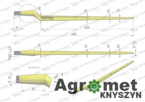 Ząb Ładowacza Kuty "Z" (Wygięty) 880 mm – Waryński (Wzmocniony)