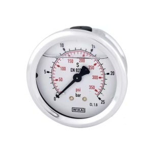 Manometr Glicerynowy, O63 Mm, 25 Bar, Przyłącze Tylne 1/4"