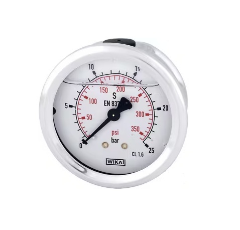 Manometr glicerynowy WIKA ø63 mm, 0-25 bar, przyłącze tylne 1/4" (B711W063025T)