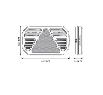 Bezprzewodowy zestaw lamp tylnych LED na magnes Kramp (CANBUS, 13-pin) – 245 x 151 x 45 mm
